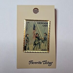 Vtg 2001 Official US Postal Service Heroes USA First Class Stamp Pin 80P02017